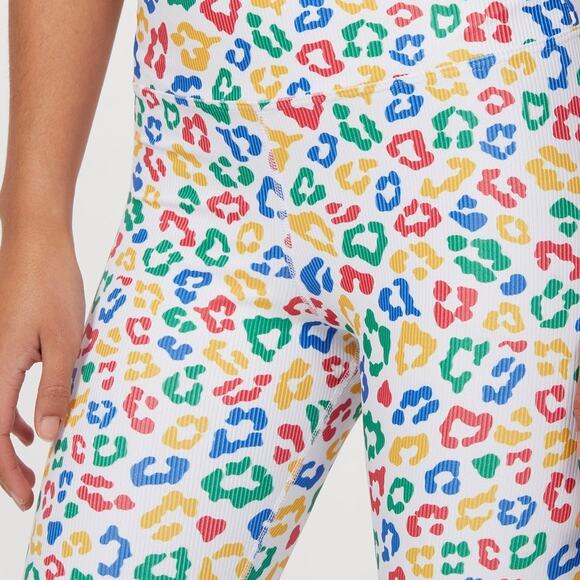 Beach Riot L Ayla High-Rise Legging Primary Leopard Workout Gym Crop Yoga Ribbed - Picture 3 of 16